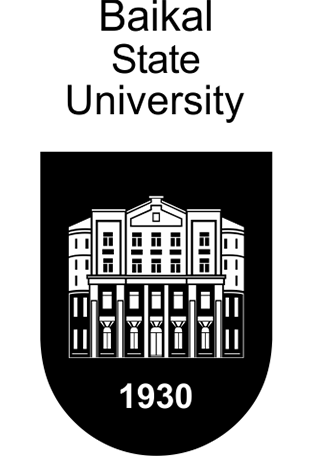 Вертикально ориентированный логотип БГУ с черной заливкой на белом фоне